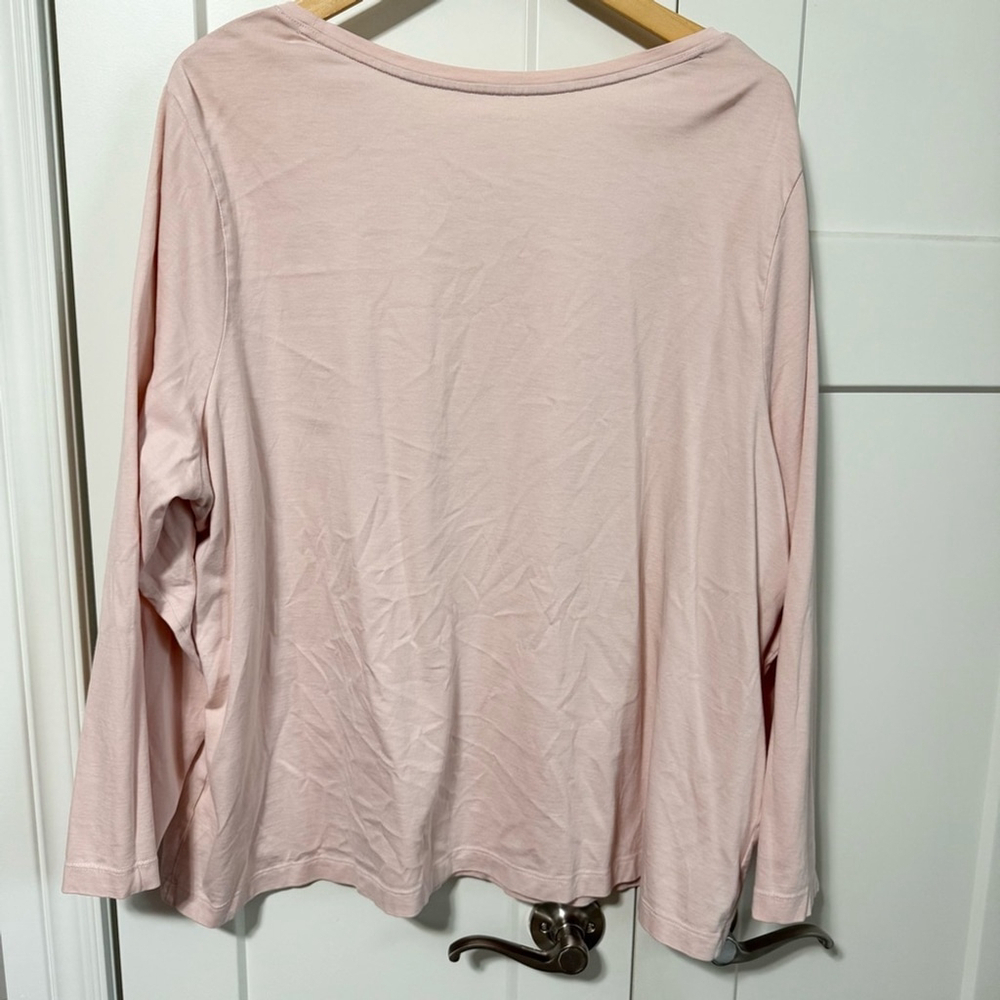 Lands End Women's Pink Long Sleeve Top scoop neck tee top size 2x - Picture 3 of 5